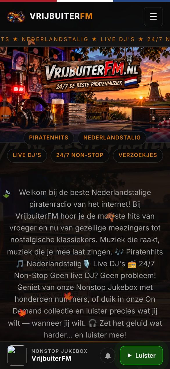 Dezelfde website op een telefoon.